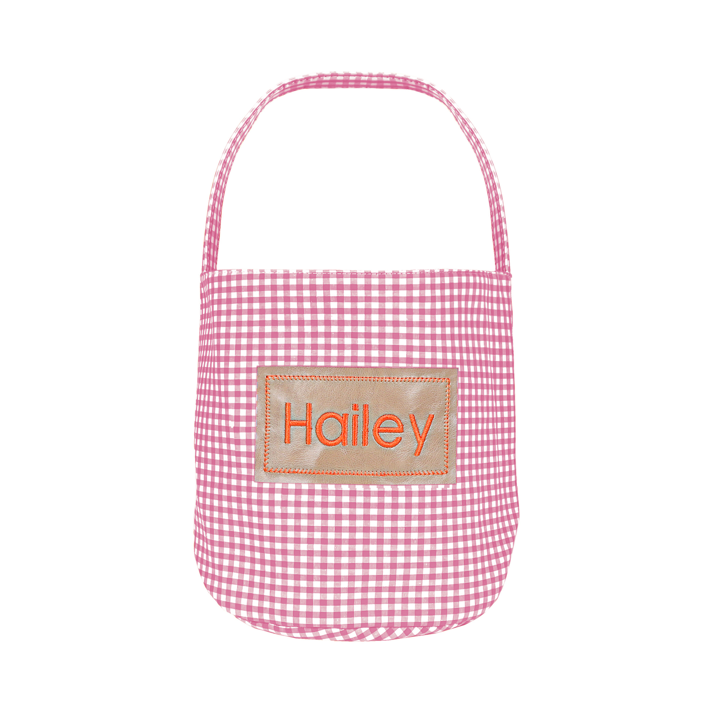 Personalized Halloween Easter Candy Basket with Embroidered Name - Custom Gingham Halloween Basket- Trick or Treat Tote Bag