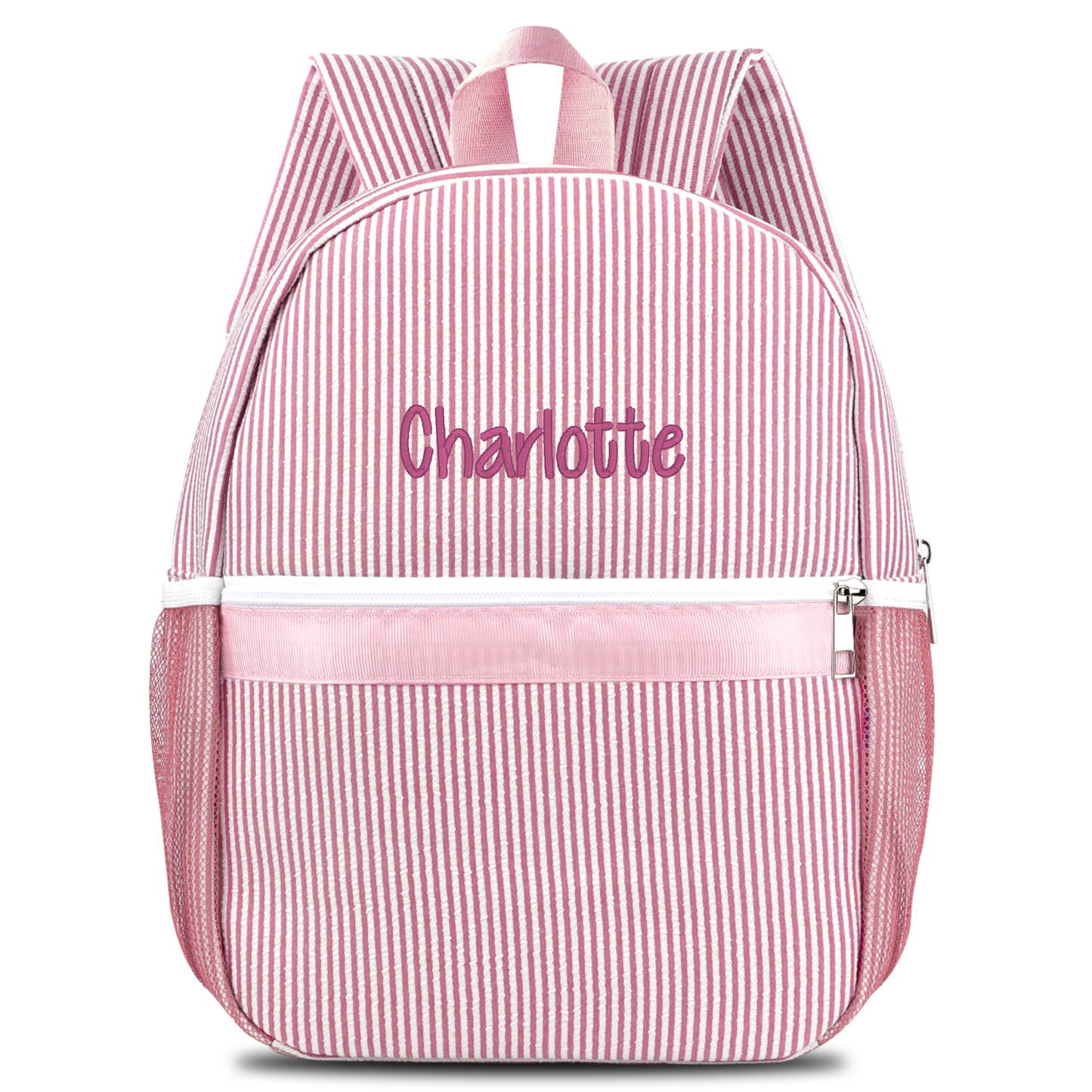 Personalized Seersucker Backpack Cute Baby Bag Backpack –Back To Schoo Preschool Kindergarten Toddler Backpack for Boys and Girls