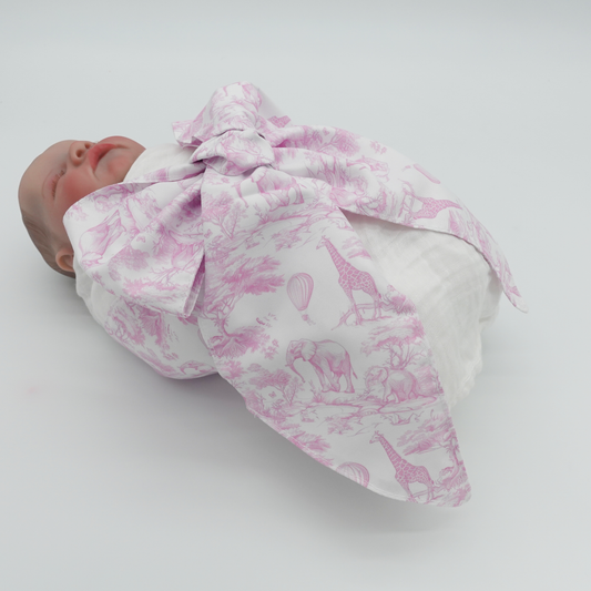 Newborn Swaddle Sash-Cotton Maternity Sash with Big Bowknot - Custom Sash for Baby Girls & Boys-Newborn Photography Toile de Jouy