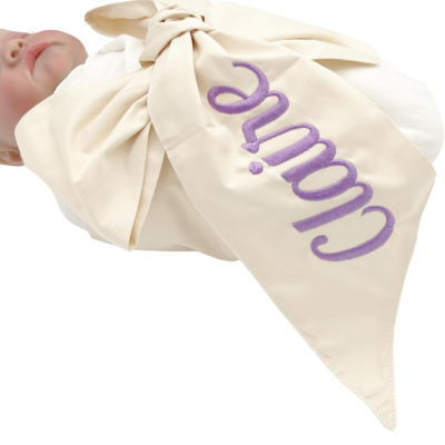 Personalized Newborn Swaddle Sash-Cotton Maternity Sash with Big Bowknot - Custom Sash for Baby Girls & Boys-Newborn Photography