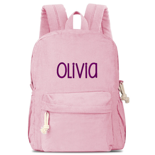 Personalized Corduroy Backpack Cute Baby Bag Backpack –Back To School Preschool Kindergarten Toddler Backpack for Boys and Girls- Pink