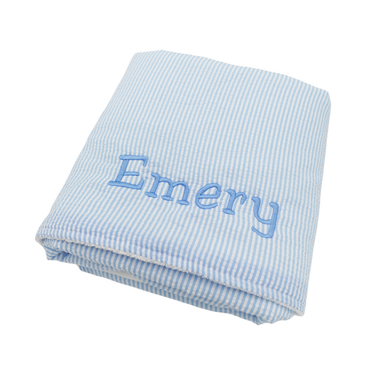 Personalized Gingham Towel, Kids Embroidered Towel, Toddler Seersucker Bath Towel, Kids Beach Towel, Children's Monogram Beach Towel