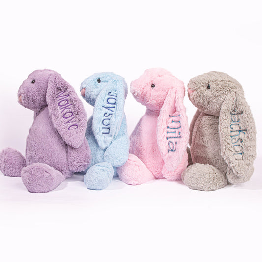 Personalized Super Soft Plush Bunny - 16 Inches Stuffed Animal Toy for Kids - Custom Gift with Embroidered Name on Ear for Easter