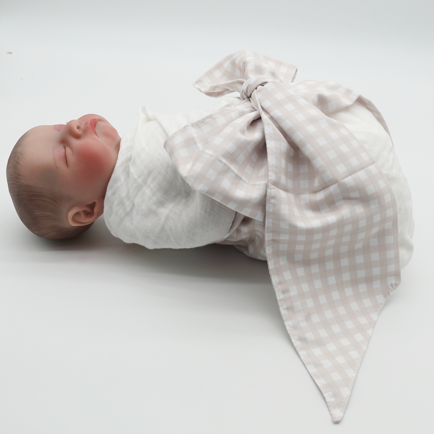 Newborn Swaddle Sash-Cotton Maternity Sash with Big Bowknot - Custom Sash for Baby Girls & Boys-Newborn Photography Plaid