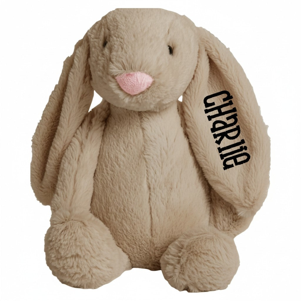 Personalized Super Soft Plush Bunny - 16 Inches Stuffed Animal Toy for Kids - Custom Gift with Embroidered Name on Ear for Easter
