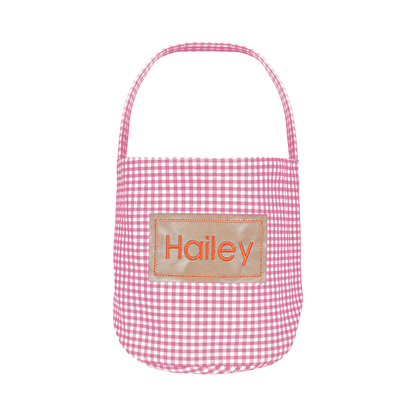 Personalized Halloween Easter  Candy Basket with Embroidered Name - Custom Gingham Halloween Basket- Trick or Treat Tote Bag