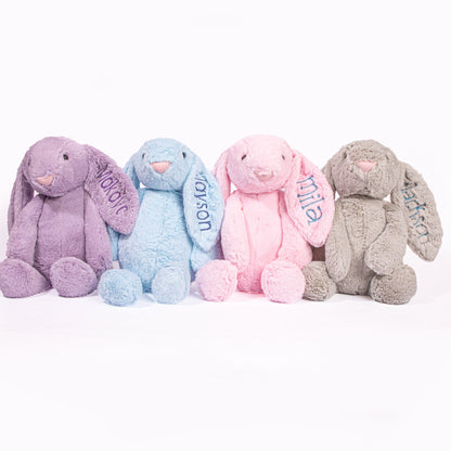Personalized Super Soft Plush Bunny - 16 Inches Stuffed Animal Toy for Kids - Custom Gift with Embroidered Name on Ear for Easter