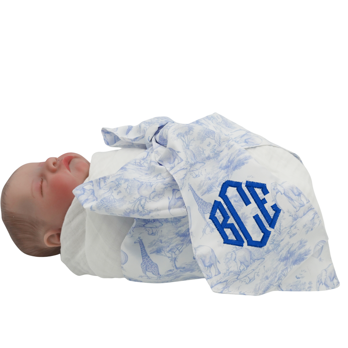 Personalized Newborn Swaddle Sash-Cotton Maternity Sash with Big Bowknot - Custom Sash for Baby Girls & Boys-Newborn Photography Toile de Jouy