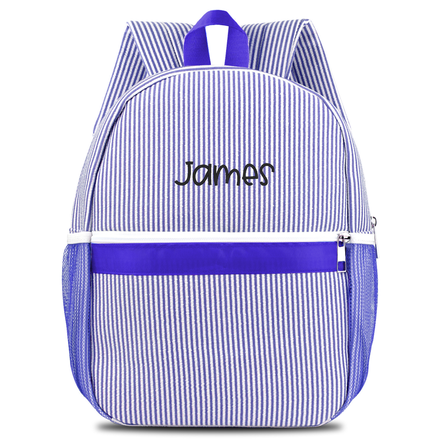 Personalized Seersucker Backpack Cute Baby Bag Backpack –Back To Schoo Preschool Kindergarten Toddler Backpack for Boys and Girls