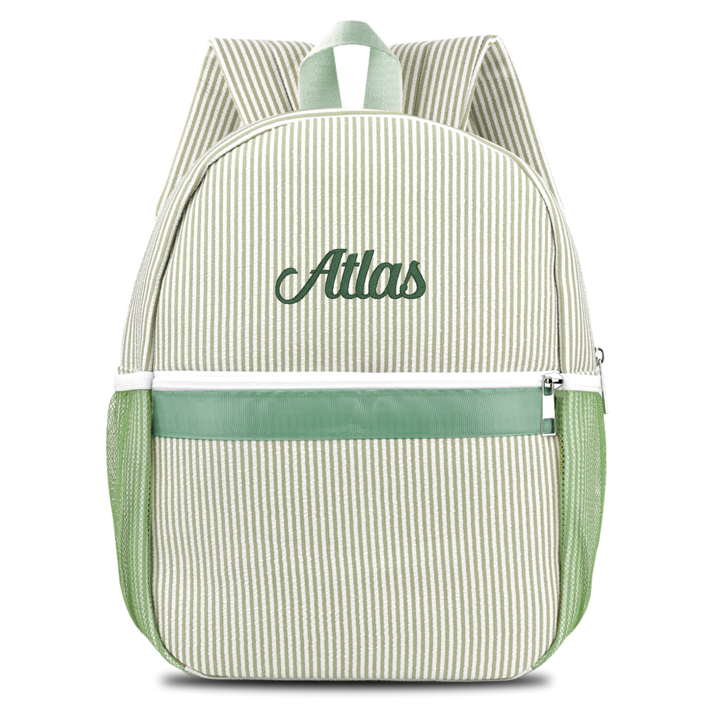Personalized Seersucker Backpack Cute Baby Bag Backpack –Back To Schoo Preschool Kindergarten Toddler Backpack for Boys and Girls