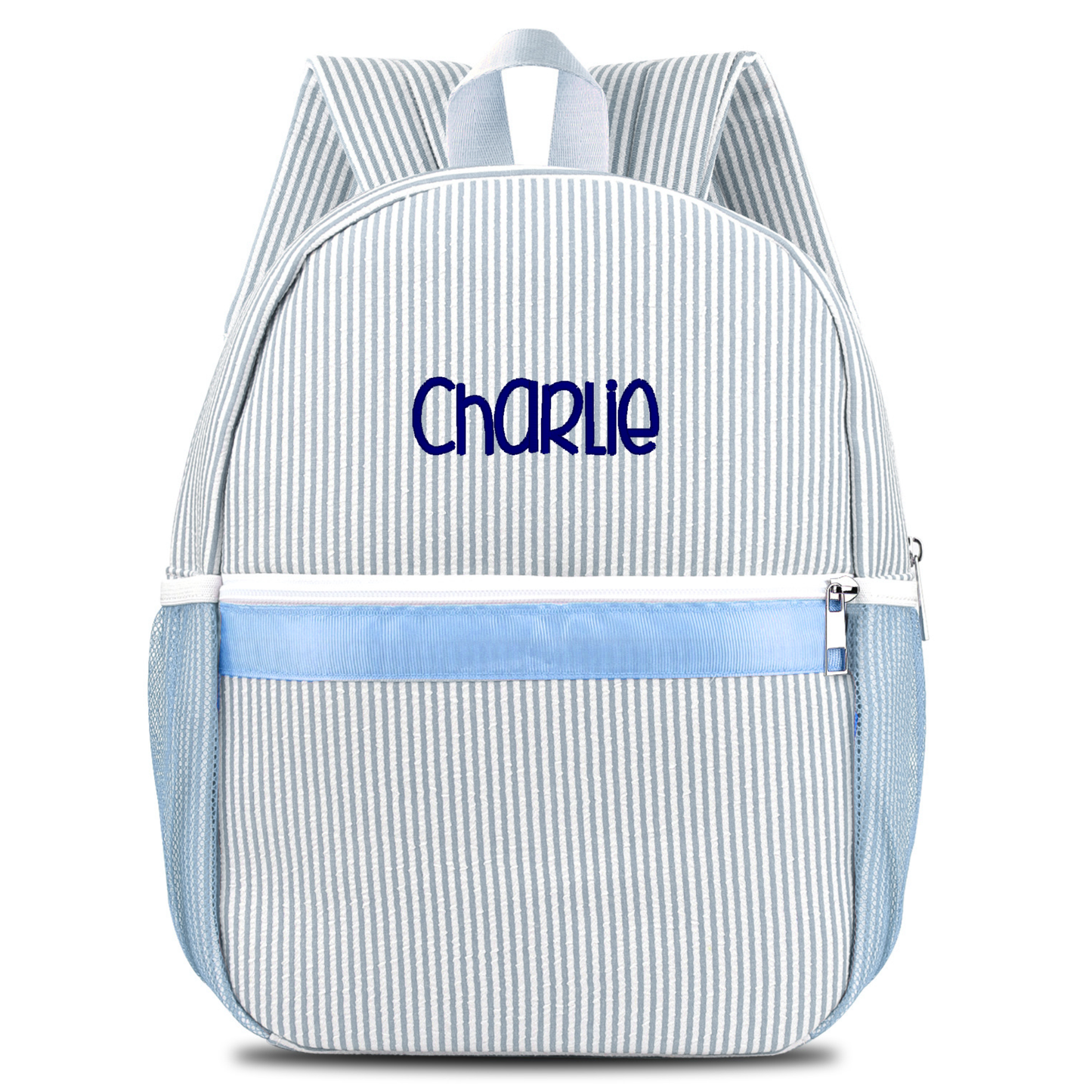 Personalized Seersucker Backpack Cute Baby Bag Backpack –Back To Schoo Preschool Kindergarten Toddler Backpack for Boys and Girls