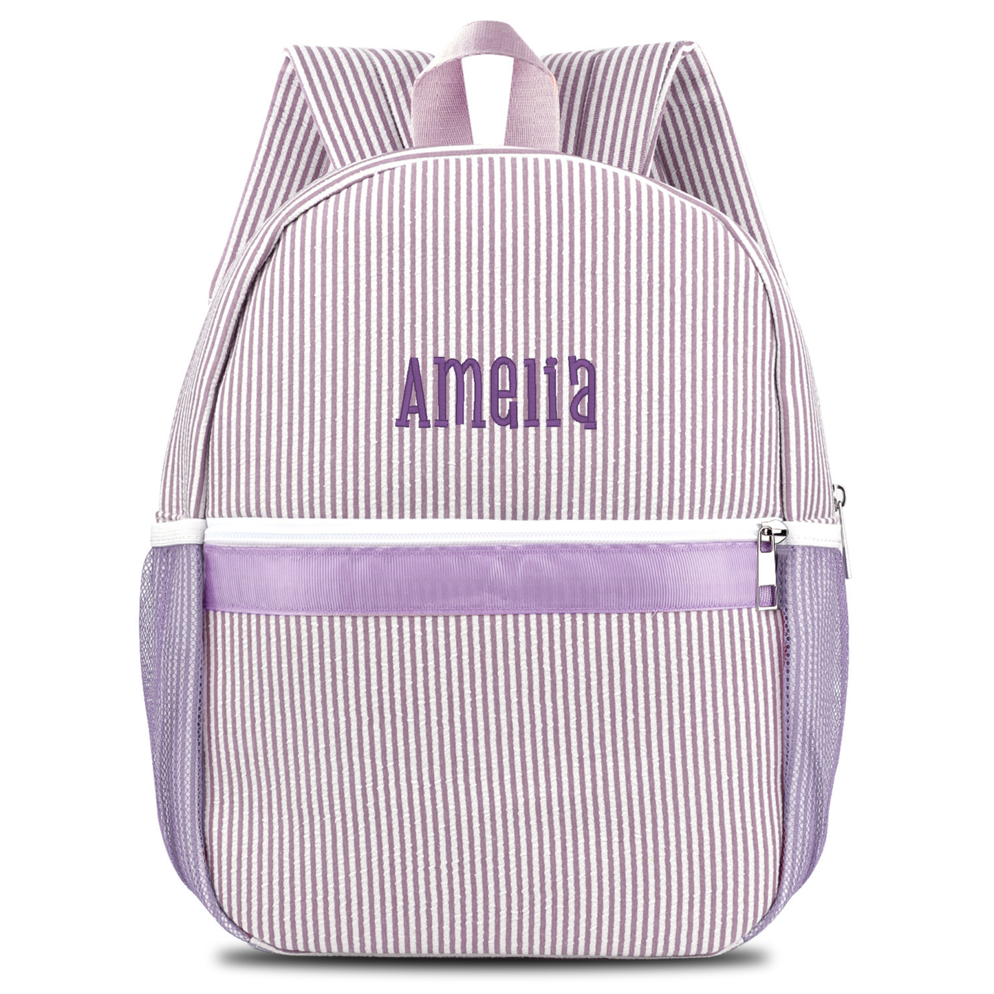 Personalized Seersucker Backpack Cute Baby Bag Backpack –Back To Schoo Preschool Kindergarten Toddler Backpack for Boys and Girls