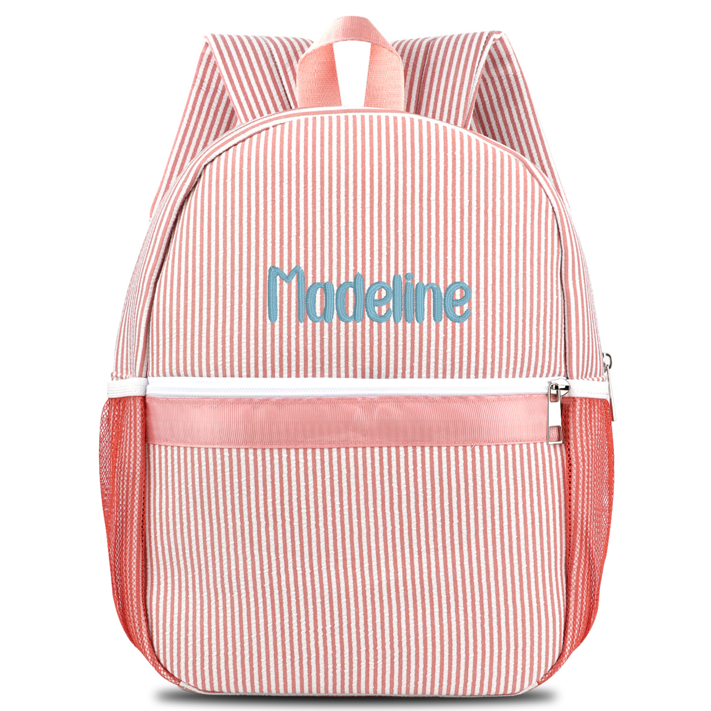 Personalized Seersucker Backpack Cute Baby Bag Backpack –Back To Schoo Preschool Kindergarten Toddler Backpack for Boys and Girls