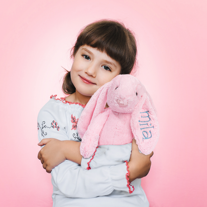 Personalized Super Soft Plush Bunny - 16 Inches Stuffed Animal Toy for Kids - Custom Gift with Embroidered Name on Ear for Easter