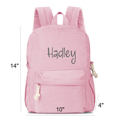 Personalized Corduroy Backpack Cute Baby Bag Backpack –Back To School Preschool Kindergarten Toddler Backpack for Boys and Girls- Pink