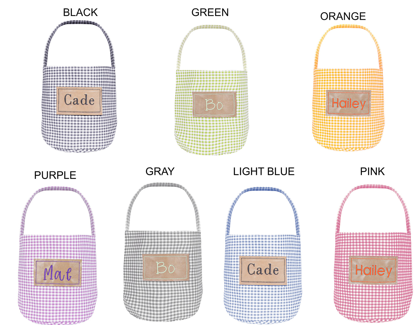 Personalized Halloween Easter  Candy Basket with Embroidered Name - Custom Gingham Halloween Basket- Trick or Treat Tote Bag