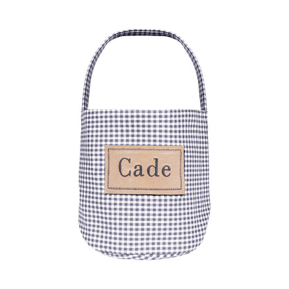 Personalized Halloween Easter  Candy Basket with Embroidered Name - Custom Gingham Halloween Basket- Trick or Treat Tote Bag