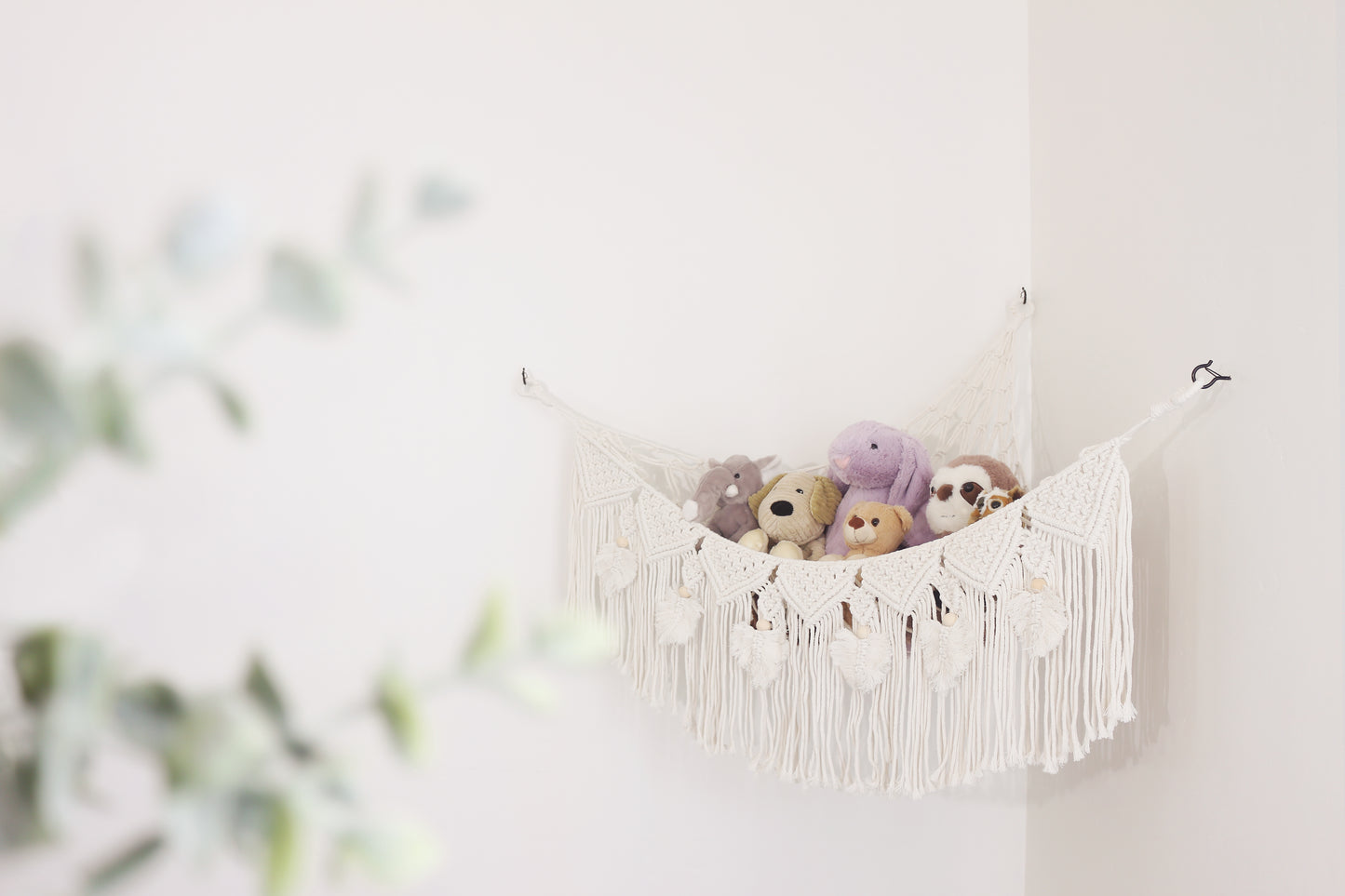 Stuffed Animal Hammock Storage-  Macrame Plush Net- Kids Room Storage- Boho Nursery Decor- Playroom Wall Hanging Hammock