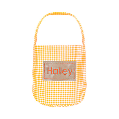 Personalized Halloween Easter  Candy Basket with Embroidered Name - Custom Gingham Halloween Basket- Trick or Treat Tote Bag