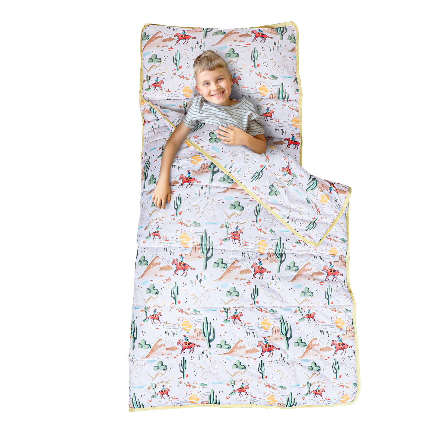 Toddler Nap Mat with Pillow & Blanket Large Portable Roll Up Nap Mats with Name Tag- Thick Kids Sleep Mat for Daycare, Preschool Travel and Camping