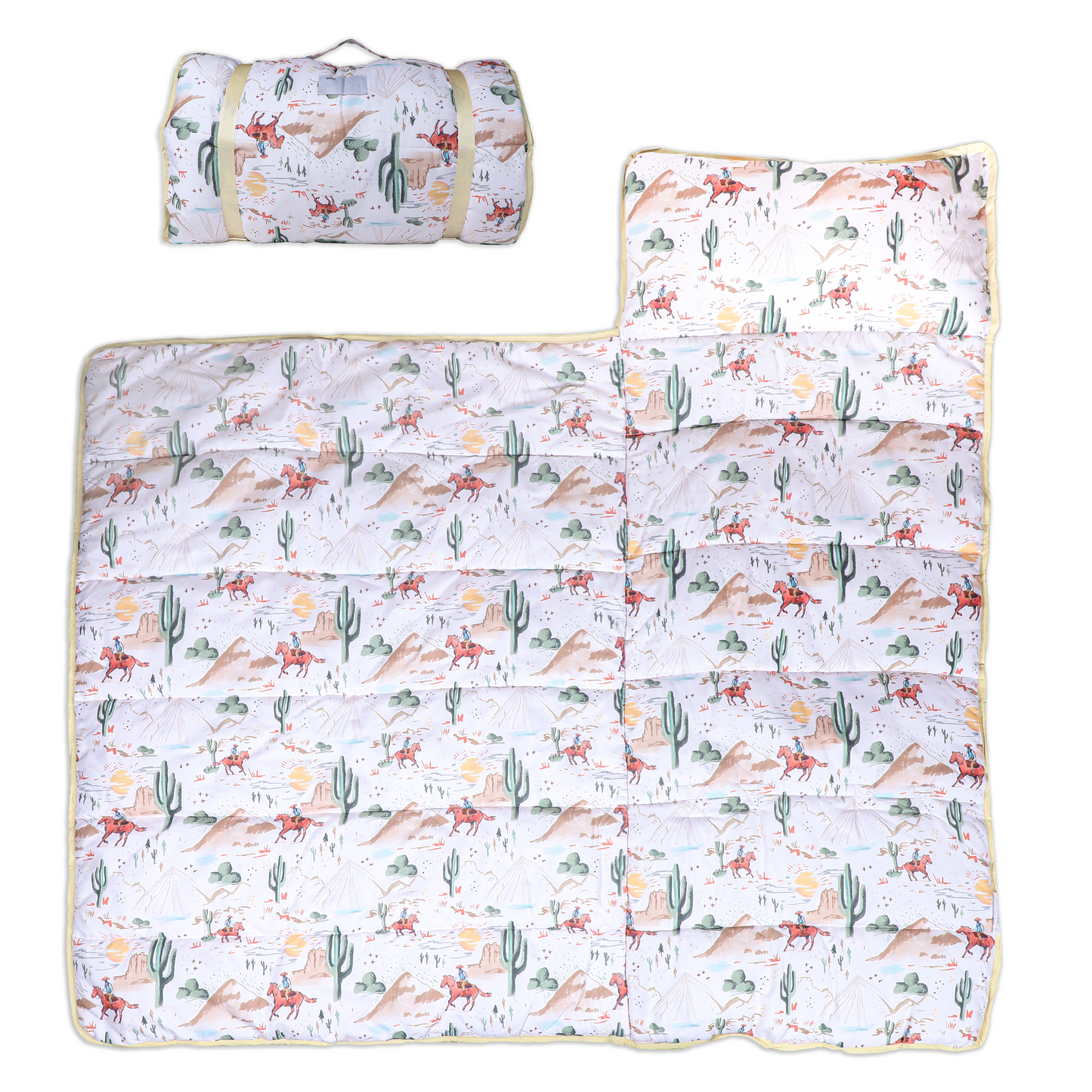 Toddler Nap Mat with Pillow & Blanket Large Portable Roll Up Nap Mats with Name Tag- Thick Kids Sleep Mat for Daycare, Preschool Travel and Camping
