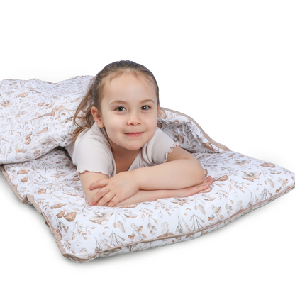 Toddler Nap Mat with Pillow & Blanket Large Portable Roll Up Nap Mats with Name Tag- Thick Kids Sleep Mat for Daycare, Preschool Travel and Camping