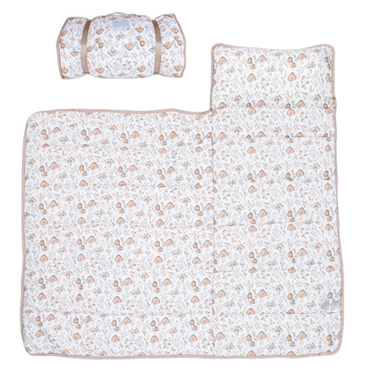Toddler Nap Mat with Pillow & Blanket Large Portable Roll Up Nap Mats with Name Tag- Thick Kids Sleep Mat for Daycare, Preschool Travel and Camping