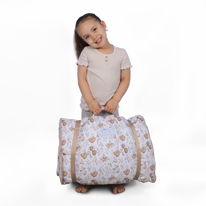 Toddler Nap Mat with Pillow & Blanket Large Portable Roll Up Nap Mats with Name Tag- Thick Kids Sleep Mat for Daycare, Preschool Travel and Camping