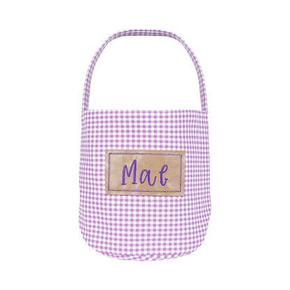 Personalized Halloween Easter  Candy Basket with Embroidered Name - Custom Gingham Halloween Basket- Trick or Treat Tote Bag