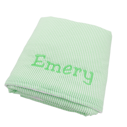 Personalized Gingham Towel, Kids Embroidered Towel, Toddler Seersucker Bath Towel, Kids Beach Towel, Children's Monogram Beach Towel
