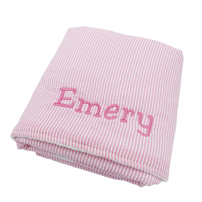 Personalized Gingham Towel, Kids Embroidered Towel, Toddler Seersucker Bath Towel, Kids Beach Towel, Children's Monogram Beach Towel