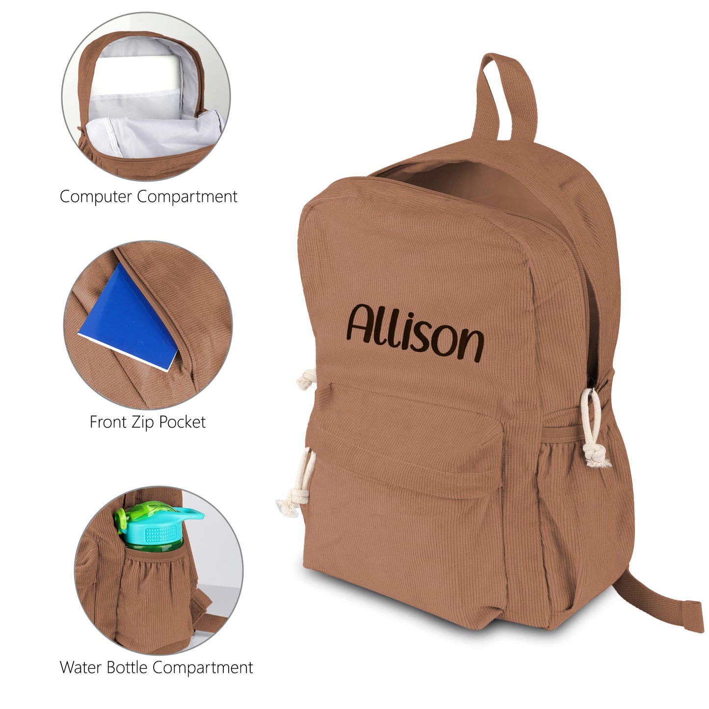 Personalized Corduroy Backpack Cute Baby Bag Backpack –Back To School Preschool Kindergarten Toddler Backpack for Boys and Girls- Pink