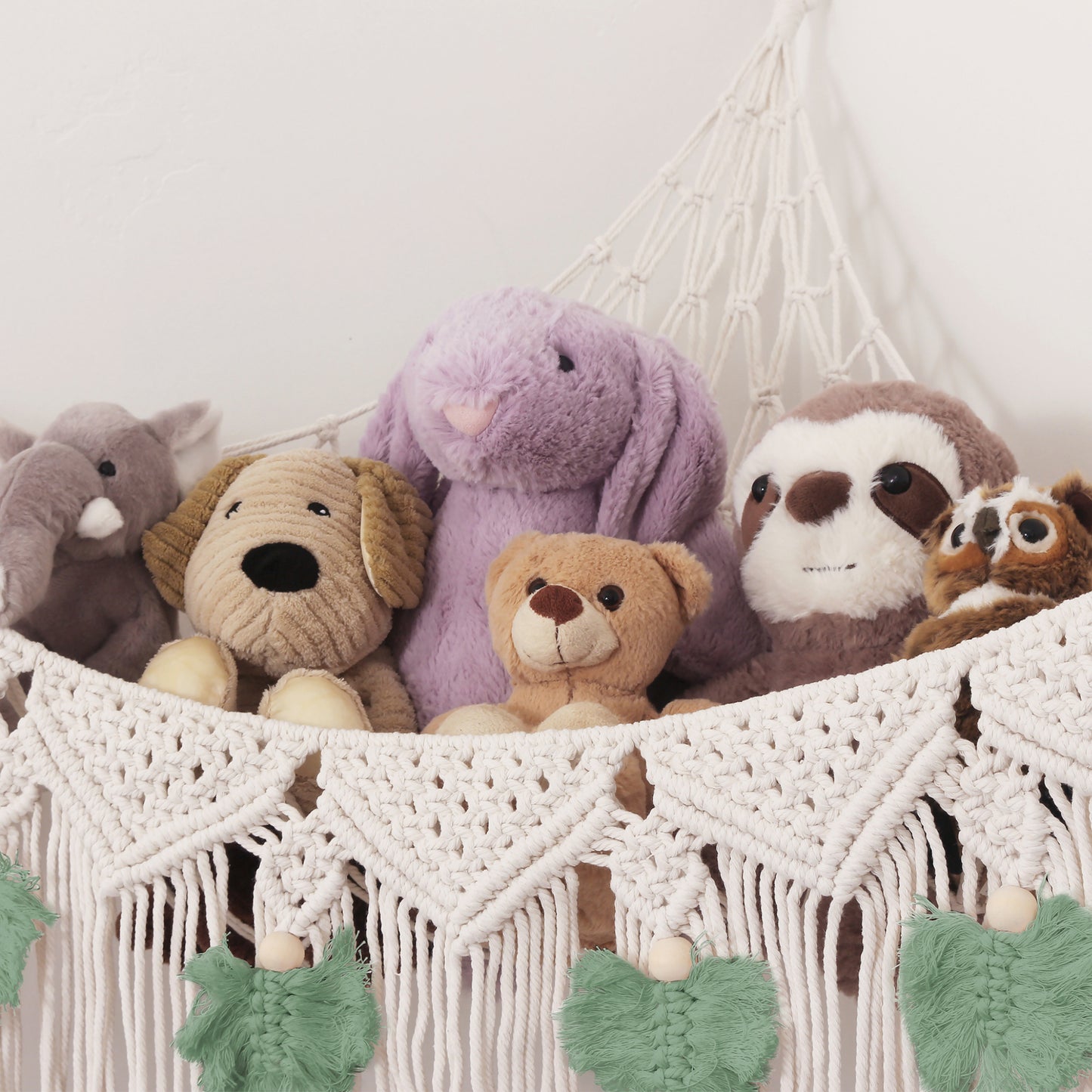 Stuffed Animal Hammock Storage-  Macrame Plush Net- Kids Room Storage- Boho Nursery Decor- Playroom Wall Hanging Hammock