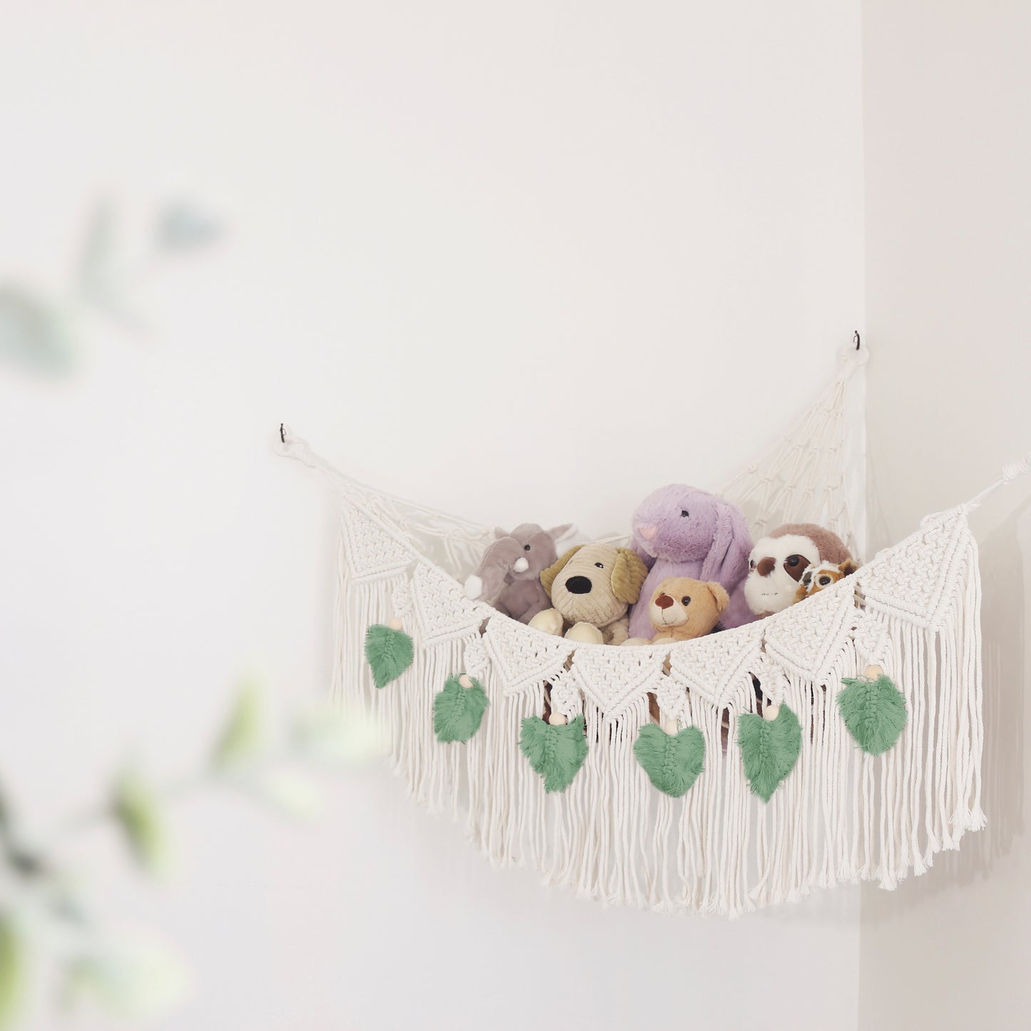 Stuffed Animal Hammock Storage-  Macrame Plush Net- Kids Room Storage- Boho Nursery Decor- Playroom Wall Hanging Hammock