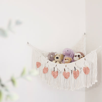 Stuffed Animal Hammock Storage-  Macrame Plush Net- Kids Room Storage- Boho Nursery Decor- Playroom Wall Hanging Hammock