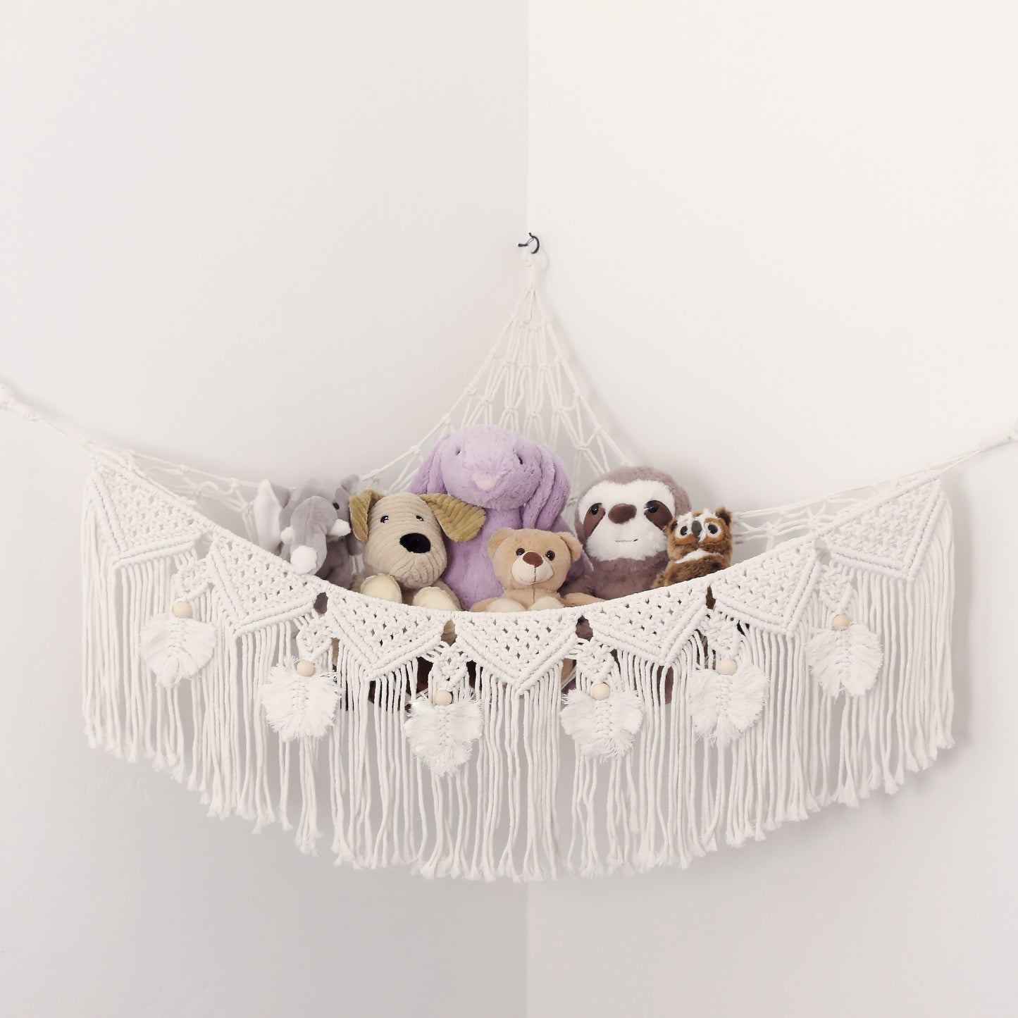 Stuffed Animal Hammock Storage-  Macrame Plush Net- Kids Room Storage- Boho Nursery Decor- Playroom Wall Hanging Hammock