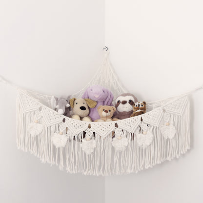 Stuffed Animal Hammock Storage-  Macrame Plush Net- Kids Room Storage- Boho Nursery Decor- Playroom Wall Hanging Hammock