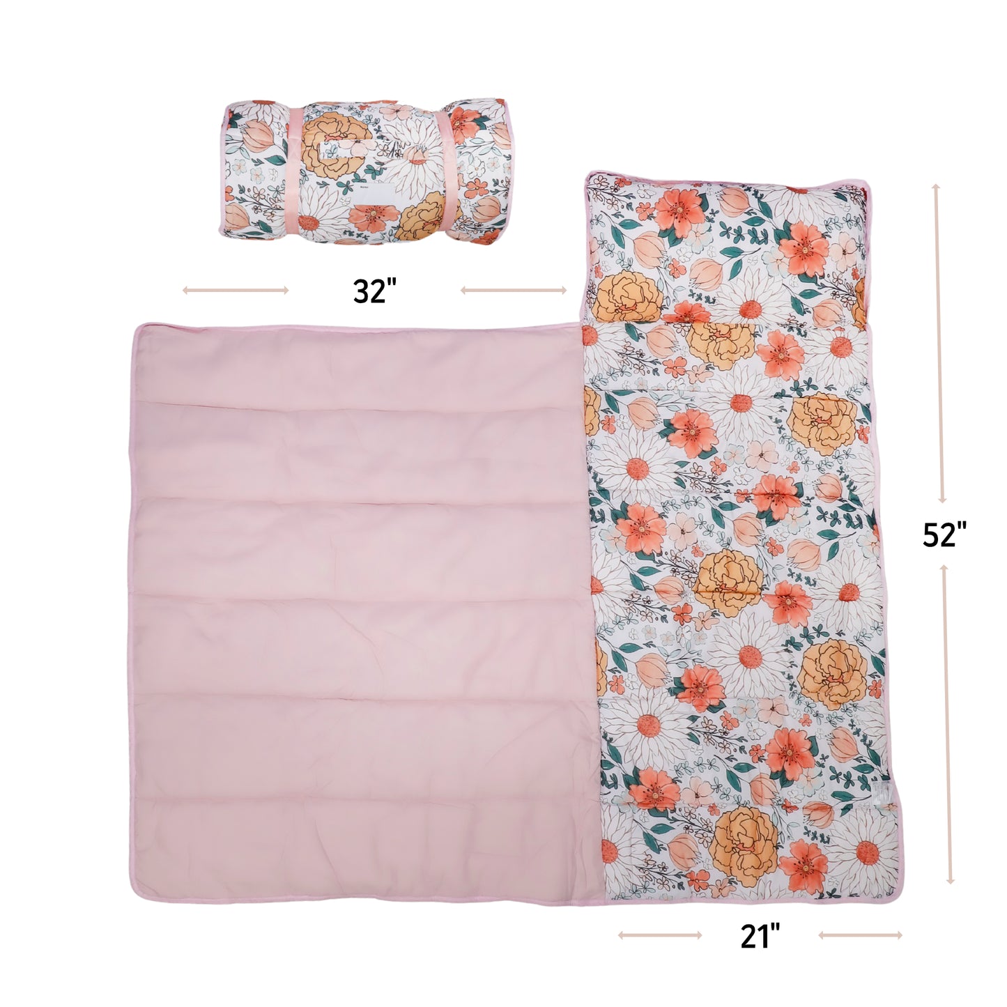 Toddler Nap Mat with Pillow & Blanket Large Portable Roll Up Nap Mats with Name Tag- Thick Kids Sleep Mat for Daycare, Preschool Travel and Camping