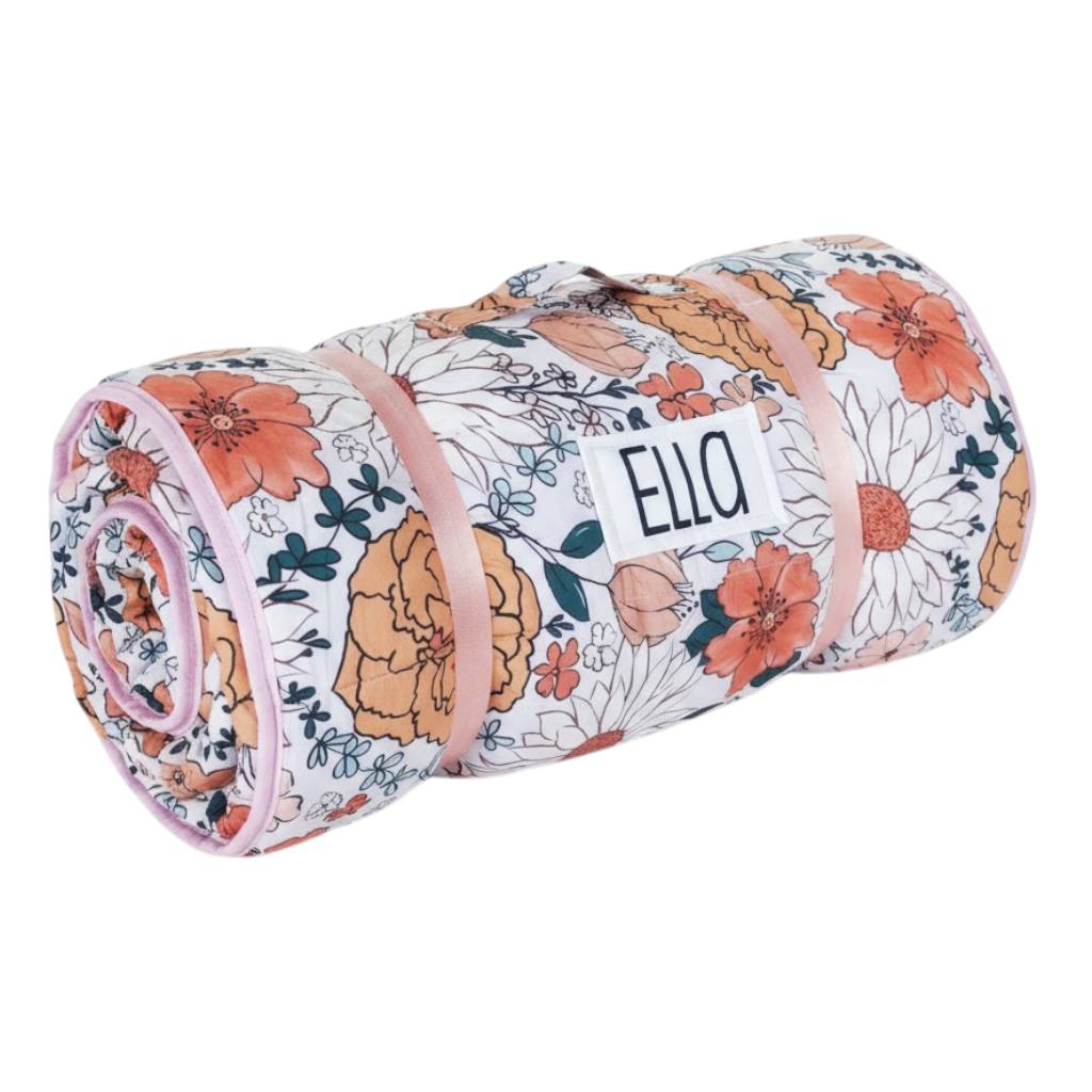 Personalized Toddler Nap Mat with Pillow and Blanket Kids Sleeping Bag for Boys and Girls Napmat with Custom Name Preschool Daycare Floral